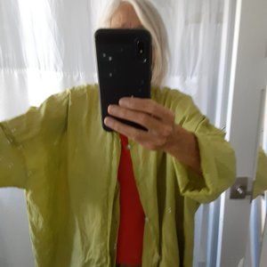 Fresh lime green 100 % linen over-sized shirt